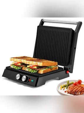 SUSTEAS Indoor Electric Grill - Panini Grill with NonStick Cooking Plate
